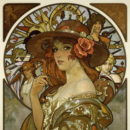portrait shoulder level close up image of annie hamilton from power instinct inspired by alphonse mucha, ayami kojima, amano, charlie bowater, karol bak, greg hildebrandt, jean delville, and mark brooks, art nouveau, neo - gothic, gothic, rich deep moody colors. yuka morii and aaron blaise