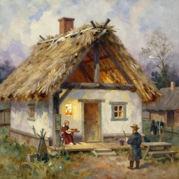 paint brush strokes, abstract watercolor painting of rustic village house, interior closeup, medieval straw roof, scandinavian viking age, ambient lighting, art by hans dahl, by jesper ejsing, art by anders zorn, wonderful masterpiece by greg rutkowski, cinematic light, american romanticism by greg manchess, creation by tyler edlin