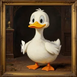 Renaissance style painting of Duck from Don't Hug Me I'm Scared - n 6
