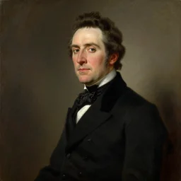 official side portrait of united states president george jefferson, in a black suit, 1 7 9 9, a character portrait by cassius marcellus coolidge, reddit contest winner, american romanticism, oil on canvas, detailed painting, creative commons attribution