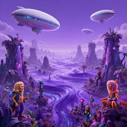 cosmic mortal sentient solarpunk blimps hovers over strange purple jungle mountaintops, infinite waves, synthwave, bright neon colors, highly detailed, cinematic, tim white, vladimir kush, philippe druillet, roger dean, bob eggleton, michael whelan, tetsuro kimura, alfred kelsner, kubrick, jaroslaw jasnikowski