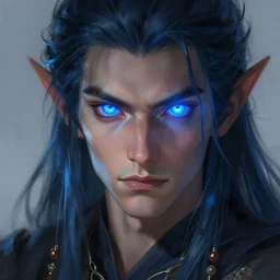 a wizard with glowing blue eyes, highly detailed, digital painting, trending on artstation, concept art, sharp focus, illustration, art by artgerm and greg rutkowski and magali villeneuve