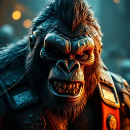 portrait of king kong the joker in gears of war, splash art, artwork by james jean, hyperdetailed realistic, splash art, movie still, cinematic lighting, ray tracing, octane render, long lens, shallow depth of field, bokeh, anamorphic lens flare, 8 k, hyper detailed, 3 5 mm film grain