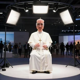pope at e3 expo, 8K, studio lighting