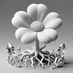 flower creature, rooted, a lot of crystals around, smooth cell shading, by moebius and roland topor, 7 0's sci - fi, retro