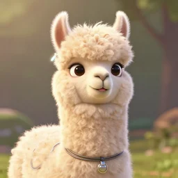 Pixar render of a cute fluffy llama with cables for fur