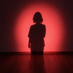 she sees her own shadow cast in red light and outlined on the floor below her, she recognizes herself and knows it is good
