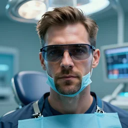 a highly detailed cyberpunk portrait of a dentist, james gurney, james jean