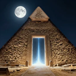 highly detailed environment concept alt art full moon doorway glowing portal in the pyramid finely detailed illustration animation key frame