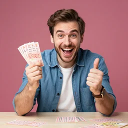 happy man winning the lottery