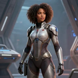 epic professional digital art of stunningly gorgeous biracial female starship battle marine, by leesha hannigan, iris van herpen, artstation, cgsociety, wlop, epic, much wow, much detail, gorgeous, detailed, masterpiece