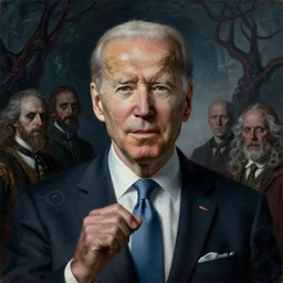 terrifying, surreal portrait of joe biden as lord of frozen hell by j. c. leyendecker, bosch, william blake, stephen gammell, jon mcnaughton, and beksinski