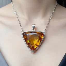 triangular amber silver necklace