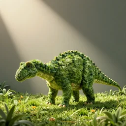 brontosaurus made out of grass clippings