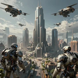 masterpiece concept art of city 1 7, half - life universe, the citadel a giant skyscraper, civil protection combine, cyberneticpunk, drones, dystopian, mechanical, technological, control, hyperrealist, intricate digital art, breathtaking, artgem, artstation, volumetric lighting, real time render, 8 k ultra high definition, unreal 5