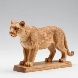 wooden carving statue of a cougar, product picture, ebay listing thumbnail