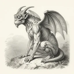 “gargoyle demon, pencil illustration by Gustave Dore”