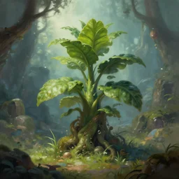 a unique plant from a fantasy world, digital painting