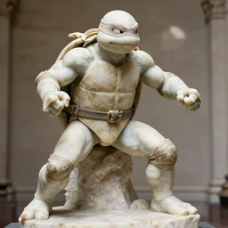 teenage mutant ninja turtles as a sculpture from the renaissance made of white marble, high details, cinematic, photorealistic