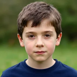 a face portrait of rowan atkinson at 6 years old. photography.