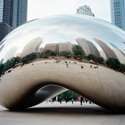 award - winning photos of the chicago bean as a stringed bean, incredibly detailed, kodak film, 5 0 mm