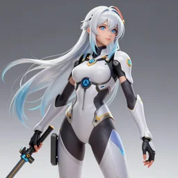 highly detailed, digital art, pixiv fanbox, trending on artstation, ray tracing, volumetric lighting, sharp focus, hq, overwatch style tank female character, long messy wild white hair and blue eyes, barbarian armor, character concept design sheet, turnaround sheet, arcane, by artgerm, wlop, greg rutkowski, miyazaki hayao