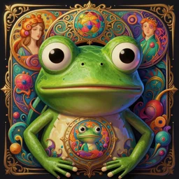 An extremely psychedelic experience, colorful, surreal, dramatic lighting, pepe frog, LSD, face, detailed, intricate, elegant, highly detailed, digital painting, artstation, concept art, smooth, sharp focus, illustration, art by Sam Spratt, Dan Mumford, Jim Burns, Artem Demura and Alphonse Mucha