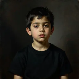 a beautiful dramatic portrait of a spaced out indian stoner 2 5 years old boy wearing black t - shirt, by anthony van dyck, by caravaggio, by by peter paul rubens, by greg rutkowski, trending on artstation, oil on canvas, rococo color scheme, dark background, masterpiece, cinematic composition, brilliant cold lighting, hyper - detailed, sharp, no frames, 8 k