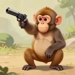 Monkey with a gun!