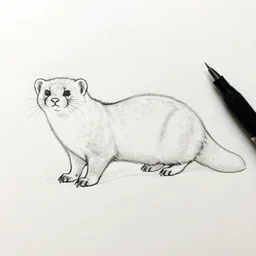 continuous single line contour - drawing of stallory minkwahl, pen on white paper