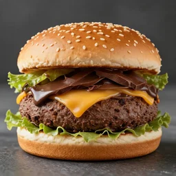 Photography of an Hamburger made of chocolate, photo-realistic, 8k, high detail, high resolution
