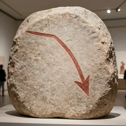 stone age petroglyph of the stock market, stocks plummeting, in the Museum of Ancient History