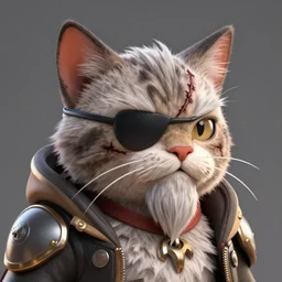 overwatch concept art character portrait of a new character who is an elderly kitten with a scarred face and long mustache and eyepatch, trending on artstation, cgsociety,