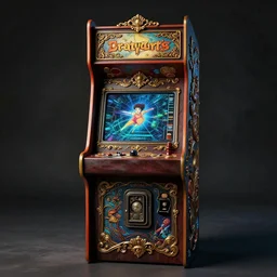 outdoor retro arcade cabinet, moody::alejandro jodorowsky, studio ghibli, beeple and James Gilleard and Justin Gerard :: ornate, dynamic, particulate, intricate, elegant, highly detailed, centered, artstation, smooth, sharp focus, octane render, 3d