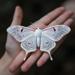 beautiful intricate white moth on a hand, cgsociety, by john atkinson grimshaw, by george stubbs, by virgil finlay, h. r. giger, romanticism, eerie, dreamlike