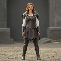 full body photo of christina hendricks as a valkyrie warrior