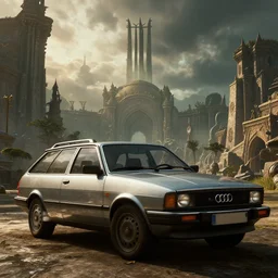 Audi 80 B3 Avant (1988), The Elder Scrolls III: Morrowind, an epic fantasy, Morrowind, Vivec City, dramatic lighting, cinematic, establishing shot, extremely high detail, photorealistic, cinematic lighting, artstation, by simon stalenhag