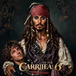 a beautiful painting portrait movie poster of Matt Berry in Pirates of the Carribean 6, matte painting, fantasy art, dark but detailed digital art, highly detailed, a masterpiece trending on artstation. Robert Sheehan as a young but messy pirate and layabout in this HD preview poster