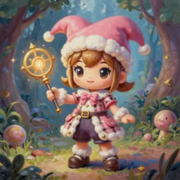 oil painting of a cute cybergoth chibi MapleStory Jester, casting a spell with a sigil staff, wearing a MapleStory pastel burberry chanel outfit, sharp focus, fantasy style, octane render, volumetric lighting, 8k high definition, by greg rutkowski, highly detailed, trending on artstation, magic the gathering artwork, Perion background from MapleStory, centered