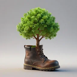 A little tree inside a boot, digital art, trending on artstation, HDR