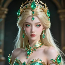 portrait of wonderful princess of emeralds with fair skin, ornate, 8 k, gorgeous, intricate, detailed, accent lighting, dramatic lighting, octane render