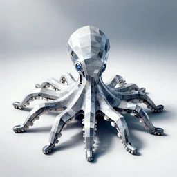 cyborg octopus, digital art, geometric, vector art