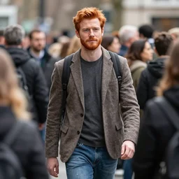 a 7 0 foot tall ginger man walking among the crowd
