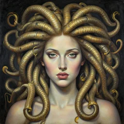 symmetrical, detailed portrait painting of medusa by greg rutowski