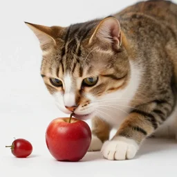 adam as a cat eats the forbidden fruit