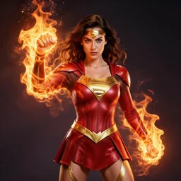 photo of female superhero with fire powers
