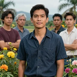 hyperrealistic portrait of a philippine character in a scenic environment, flowers, by beksinski zdzislaw, buchholz, quint, yoro sean, christensen james c.,