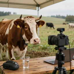a cow livestreaming on twitch