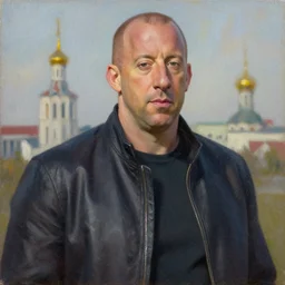 vin diesel in chelyabinsk, oil on canvas, naturalism
