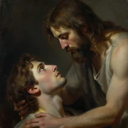 painting of god looking down on man, 4k, masterpiece, cinematic lighting, greg rutkowski